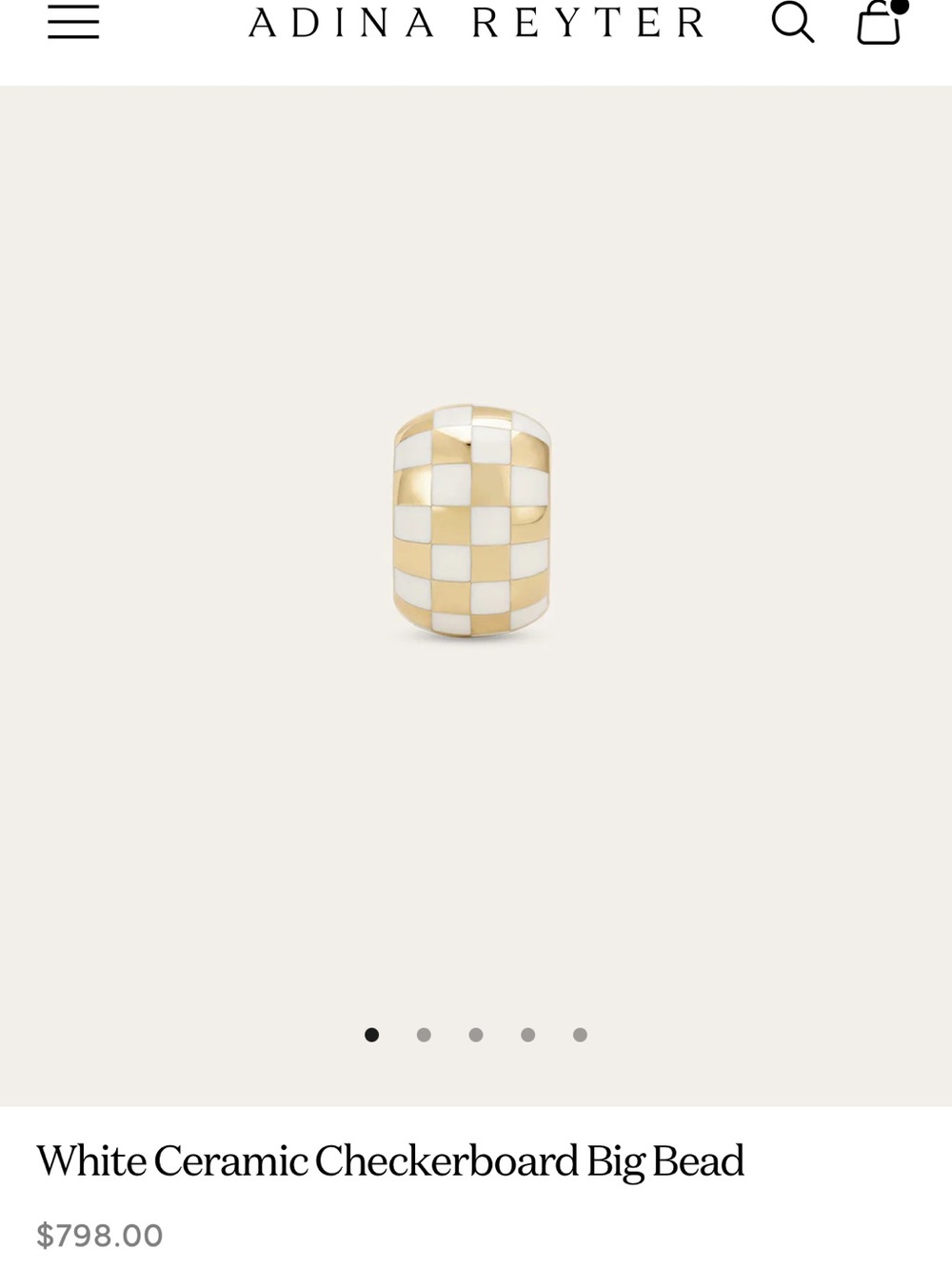 Adina Reyter White Ceramic Checkered Board Big Bead